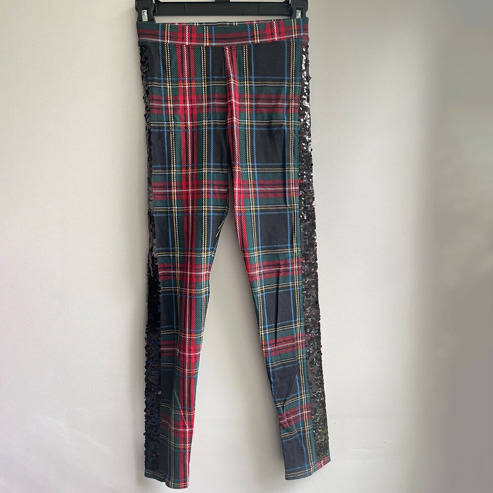 J.Crew Crewcuts Girls' sequin tux stripe leggings in Stewart tartan Size 12 NWT